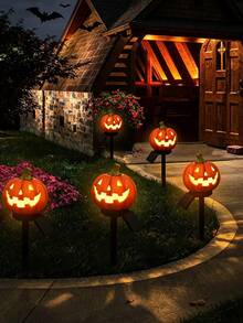 Solar Powered Halloween Pumpkin Path Lights, Easy To Install, Suitable For Yard, Patio, Garden, Walkway - Halloween Decoration, Outdoor Holiday Lighting Decorative Atmosphere Light - Jack-o'-lantern - View 1