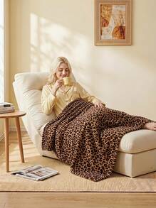 Cirelle 1pc Leopard Print Faux Rabbit Fur Double-Layer Warm Blanket, Faux Animal Fur Touch Very Soft And Smooth Double-Sided Plush Blanket Suitable For Home Living Room Bedroom Sofa All Seasons Multi-Functional Throw Blanket, Enhance Your Quality Of Life - Brown - View 3