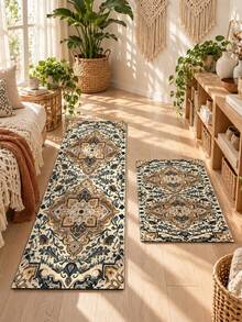 1/2pcs Autumn Vintage Diatomaceous Earth Mat, Bohemian Floral Pattern Style, Super Absorbent, Non-Slip, Perfect For Bathroom, Kitchen And Dining Room, Quick Dry, Perfect Gift For Home Decor And Bathroom Mat, Holiday Gift! - Multicolor - View 1