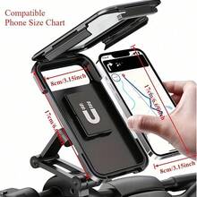 1PC Waterproof Phone Holder + 1PC Portable Magnetic Phone Mount, Universal For Bicycle, Motorcycle With Screen Cover, Magnetic Design, Telescopic, Full Coverage Waterproof Design, Bicycle And Electric Scooter Navigation Mount - Black - View 6