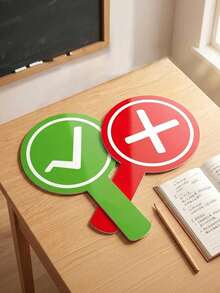 8pcs Double-Sided Handheld Response Cards "Correct" & "Wrong" Signs, Voting Paddles, Answer Boards, Suitable For Classroom Interactive Teaching Props, Family Games, Interactive Learning Activities, Team Building Events, Back To School Season - Correct Or Incorrect - View 2