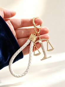 1pc Fashion European & American Luxurious Creative High-End Libra Shape Keychain Lanyard Bag Pendant Accessory, Suitable For Women's Car Key, Bag Decoration And Gift - Gold - View 1