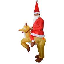 Halloween Christmas Reindeer Santa Claus Inflatable Costume, Unisex Inflatable Costume, Holiday Personalized Outfit Inflatable Costume, Blower Included, Battery Not Included - Reindeer Santa Claus - View 5
