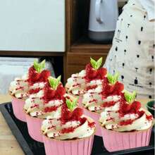 Rose Gold Rim Paper Cupcake Liners, Elegant Pleated Disposable Cake Cups, Easy-Release Grease-Proof Muffin Cups, Suitable For Baking Muffins, Cheesecakes And Brownies, Perfect For Christmas And Halloween - Pink - View 10