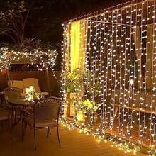 Đèn rèm USB điều khiển từ xa, dây đèn LED 8 chế độ chiếu sáng cho sinh nhật, đám cưới, tiệc, cửa sổ, tường nền, năm mới, Giáng sinh, Valentine, trang trí không khí - Dây đèn rèm USB - Xem 11