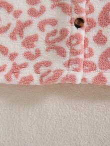 Tween Girls Sweet Pink Leopard Print Faux Lamb Fleece Hooded Sweatshirt, Single-Breasted Long Sleeve Mid-Length Fuzzy Sweatshirt, Winter Outerwear, Casual Versatile Mid-Length Hooded Jacket - Pink - View 5