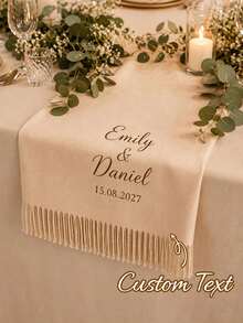 Personalized Wedding Chair Shawl Decor, Customized Wedding Scarf, Wedding Chair Banner, Polyester Single-Sided Printed Banner, Bridal Shower Party Favor - Multicolor - View 3