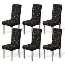 1/2/4/6pcs Christmas Print Chair Covers, Cartoon Holiday Atmosphere Decorative Dust-Proof Elastic Full-Coverage Chair Covers - Multicolor - View 27