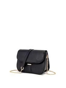 1pc Women's Minimalist Flap Saddle Bag, Metal Buckle Chain Crossbody Bag, Elegant Versatile Daily Shoulder Small Square Bag - M1185 - View 5