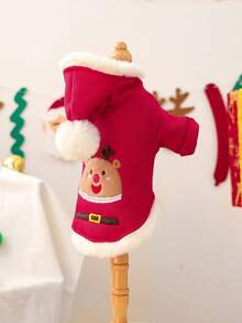1pc Pet Clothes Dog Cat Apparel Christmas Style Christmas Bean Sweatshirt - Red - View 7