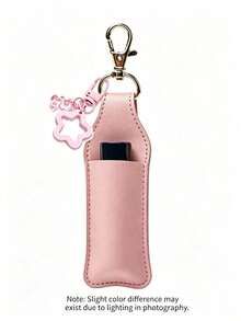 Sweet Style PU Leather Lipstick Keychain, Bag Charm Accessory, Paired With Transparent Bear And Star Candy Charms. Built-In Card Slot For Lipstick/Lip Balm, Lobster Clasp Design For Easy Attachment To Bag Exterior, Convenient For Quick Access. Exquisite Design With Full Girly Vibe, Compact And Space-Saving, Both A Storage Organizer And A Beautiful Bag Decoration Charm. - Multicolor - View 9