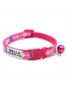 1pc Customized Pet Collar With Flower Design, Customizable Engraved ID And Contact Information. Adjustable Bell Necklace For Cats And Dogs. Fashionable Pet Supplies. Cute Decorations For Pets. - Multicolor - View 8