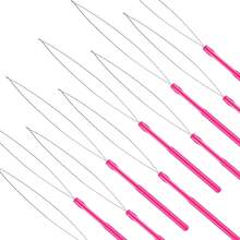 URmeili 20 Pieces Hair Extension Loop Needle Threader Pulling Hook Needle Bead Device For Hair Or Feather Extensions Supplies, DIY Hook Tool Loop Tools(Pink) - View 7