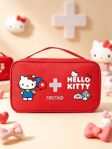 SANRIO Hello Kitty Print Large Capacity Emergency First Aid Pouch, Multi-Pouch Travel Storage Bag With Zipper & Handle, Portable Organizer For Home & Outdoor - Multicolor - View 3
