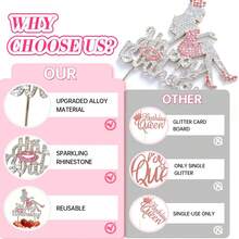 Happy Birthday Crown Queen Women's Rhinestone Cake Topper - Makeup Spa Birthday Party Cake Centerpiece Decoration Gift Sign - Red - View 5