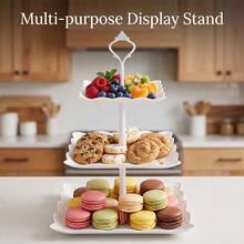 3PCS 3 Tier Cake Stand Afternoon Tea Wedding Plates Party Embossed Tableware - View 12