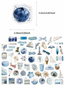 56pcs Coastal Aesthetic Stickers For Adults Teens Sticker Enthusiasts Scrapbooking Journaling Laptops Skateboards Add A Fun Touch To Your Devices! - A - View 2
