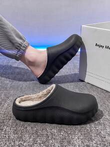 Sandal Rumah Pria MAOLI EVA Shell Warna Polos Lembut Ringan Elastis Cocok Untuk Olahraga Luar Ruangan Pakaian Kasual Cocok Untuk Penggunaan di Rumah Desain Berlubang Sol Bergelombang Unisex Ujung Bulat Sandal Selop Setengah Tertutup CN36-45 - Hitam - View 3