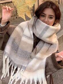 1pc Small Plaid Scarf, Soft And Warm, Suitable For Women To Match With Skirts In Autumn And Winter - Multicolor - View 4