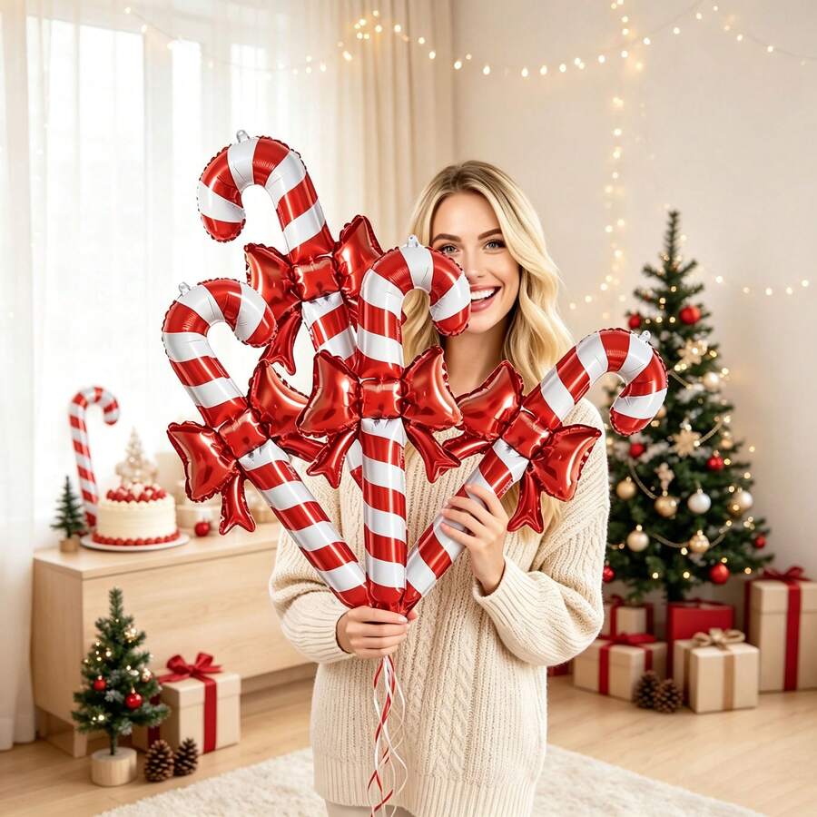 5pcs 57cm Large Red Bowknot Cartoon Handheld Aluminum Foil Balloon Set - View 1