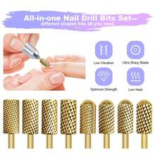 Golden 1PC Professional Nail Drill Bit Cone Carbide Manicure Drill For Electric Milling Cutter Nail Files Buffer Nail Art Equipment Accessory - Gold - View 2