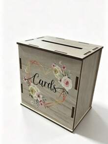 1pc Rustic Floral Greeting Card Box, Suitable For Wedding, Baby Shower, Bridal Shower - Storage Box With Wedding Envelopes, Cash And Gift Card Display Slots, Easy To Assemble Party Table Centerpiece - 1PC - View 7