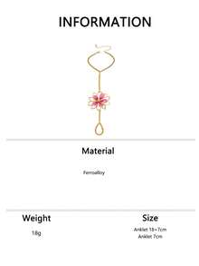1pc Double Layer Gold Oil Drip Enamel Hollow Floral Toe Ring Foot Chain, Elegant Elegant Sexy Jewelry Suitable For Vacation And Party - Orange - View 10