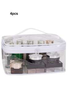 Transparent Makeup Bag With Zipper, Waterproof Toiletry Bag, Portable Cosmetic Storage Bag, Transparent Travel Organizer Bag, Toiletry Bag With Handle, Suitable For Bathroom, Travel, Vacation - Multicolor - View 17