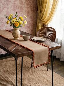 Cirelle 1pc Pom Pom Decor Table Runner, Modern Fabric Kitchen Table Runner For Kitchen Dining Table - Multicolor - View 14