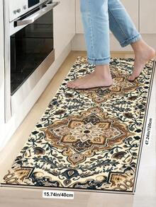 1/2pcs Autumn Vintage Diatomaceous Earth Mat, Bohemian Floral Pattern Style, Super Absorbent, Non-Slip, Perfect For Bathroom, Kitchen And Dining Room, Quick Dry, Perfect Gift For Home Decor And Bathroom Mat, Holiday Gift! - Multicolor - View 15