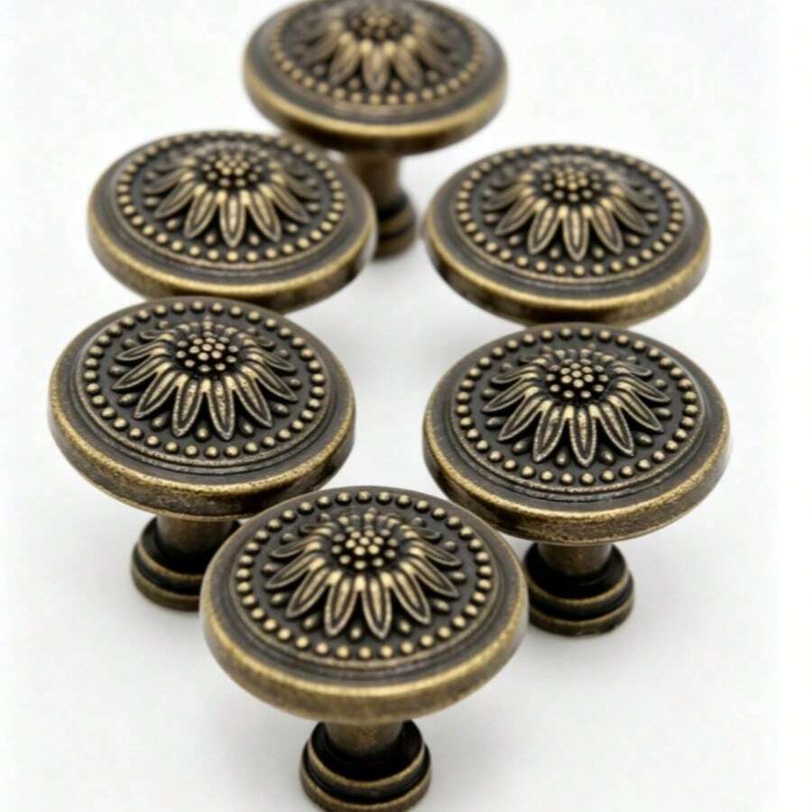 Vintage Alloy Single Hole Drawer Cabinet Door Handles Pulls - Button - View 1