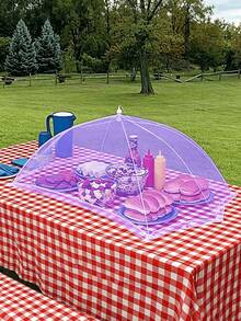 1pc Purple Foldable Insect/Mosquito Food Cover - Detachable Washable Mesh Vegetable Table Tent, Suitable For Camping/Restaurant, Outdoor Portable, Kitchen Gadget, Outdoor Gift For Friends - Multi-color 1 - View 2