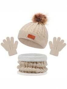 1 Set Kids Hat, Scarf, Gloves 3 Pieces Set, Autumn/Winter New Warm Baby Hat With Single Ball Decoration, Christmas - Multicolor - View 6