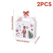 2/5/8/10/12PCS Portable Paper Gift Boxes, Vintage Nutcracker And Christmas Tree Pattern, Colorful Stripes, Rectangular Gift Box With Handle And Red Bow Hollow Top, Suitable For Gift Packaging, Christmas Party And Holiday Party Supplies - Nutcracker - View 10
