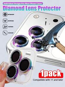 Gorilla Hero 1 Pack, Compatible With IPhone Colorful Sparkling Rhinestone Camera Lens Protector, Personalized, Waterproof, Dustproof, Shockproof, Scratch-Resistant, Anti-Collision, No-Trace, Using Advanced Adhesive, Not Easy To Fall Off Compatible With IPhone Ultra/18 Pro Max/18 Pro/18/17 Pro Max/17 Pro/17 Air/17/16 Pro Max/16 Pro/16 Plus/16/15 Pro Max/15 Pro/15 Plus/15/14/13/12 And Other Models. - Colorful - View 3