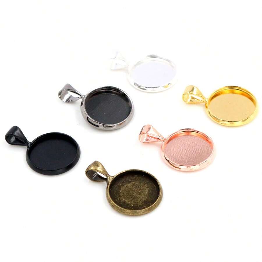 6Pcs 12mm Inner Size Brass Material Simple Pendant Cabochon Blank Base Setting Bezel Tray DIY Jewelry Making Accessories - 12mm - View 1