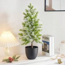 Realistic Mini Pine Christmas Tree, Touch-Feel Desktop Artificial Tree, Pre-Assembled Lifelike With Pot, Holiday Decor Tree, Suitable For Home Indoor Or Outdoor - Multicolor - View 8