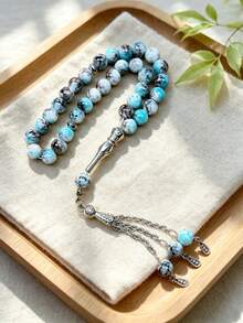 10mm 33 Beads Tasbih Prayer Beads, Ramadan Islamic Misbaha Rosary With Metal Tassel Pendant, Multi-Color Stone Texture, Ramadan Eid Religious Gift, Suitable For Men And Women - 33 Pieces - View 5