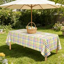 Colorful Easter Buffalo Plaid Tablecloth - Soft Spring Party Decor, Durable PE, Woven For Country Kitchen And Dining Table, Spring Party Accessory | Plaid Pattern | Durable Coverage - Colorful Plaid - View 6