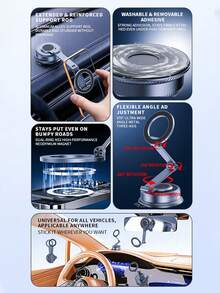 Upgraded Magnetic Car Phone Holder, 360° Rotatable Adjustable, Pocket-Sized Foldable Car Phone Mount - K60 - View 3