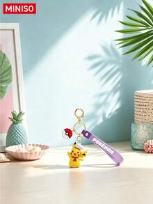 MINISO Pokemon Pikachu Chef Outfit Keychain With Purple Strap And Pokeball Charm For Handbag Backpack Keys, Birthday, Christmas Gift - Style 1 - View 1