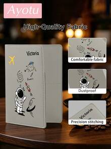 Ayotu Customized Passport Holder, Customizable Name/Text, Featuring Cute Cartoon Astronaut Pattern, Combines Passport Cover And Card Holder Functions, Portable Multi-Functional Document/Bank Card Storage Bag, PU Leather Wallet, Ultra-Thin Passport Holder, Unisex - Multicolor - View 8
