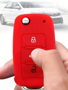 1pc Silicone Car Key Cover, Silicone Key Case, Precise Button Opening, 3-Button Flip Cover Protective Shell, Suitable For Polo Passat B5 Golf 4 5 6 Jetta Mk6 Tiguan Golf CrossFox Plus Eos Scirocco Car Key Cover - Multicolor - View 9