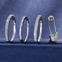 1pc Women's Ring Gorgeous And Exquisite Pin Design With Three Layers Overlapping And Sparkling Zirconia Inlay For Gift/Banquet/Personality - Three-ring Ring - View 5