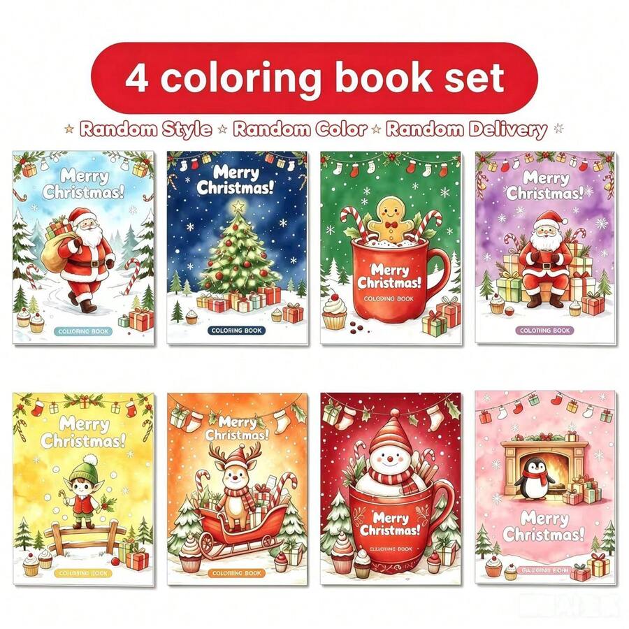 Set Buku Mewarnai Natal Anak-Anak, Buku Aktivitas Liburan, Santa Claus, Manusia Salju, Rusa Kutub, Kue Jahe, Hadiah Natal dan Pengisi Kaos Kaki Natal, Mainan Penghilang Stres Kreatif, Buku Mewarnai Latihan Gambar Tangan yang Menyenangkan, Pilihan Terbaik untuk Hadiah Liburan - MultiWarna - View 1