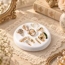 French Vintage Style Handmade Plaster Ring Holder Tray Ins Blogger Jewelry Storage Decorative Ring Dish Ring Slot Display Stand - Multicolor - View 4