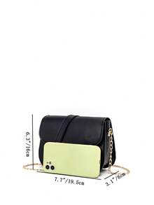 1pc Women's Minimalist Flap Saddle Bag, Metal Buckle Chain Crossbody Bag, Elegant Versatile Daily Shoulder Small Square Bag - M1185 - View 6