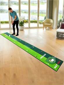 1PC Indoor Golf Putting Practice Mat, Non-Slip Rubber Bottom Artificial Grass Material Golf Training Aid, Suitable For Home, Apartment, Balcony, Office Use, Improve Putting Accuracy And Distance Control, Halloween, Christmas, Thanksgiving, Birthday, Housewarming Party Holiday Gift Choice, Rollable Portable Space-Saving Golf Training Equipment, Used For Daily Golf Skill Training, - Multicolor - View 3