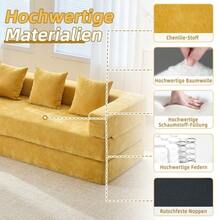 Modular Chenille Block Sofa – Super Soft, Freely Combinable. With Side Pockets And Non-Slip Underside. Ideal For Living Rooms, Children's Rooms, And Flexible Living Concepts. - Mustard Yellow - View 5