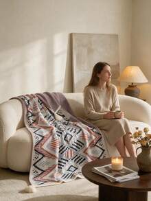 Selimut Sofa Kotak-kotak, Selimut Multifungsi yang Terbuat dari Serat Poliester Bohemian, Satu Ukuran Cocok untuk Semua. Detailnya meliputi Kehangatan dan Kelembutan, Cocok untuk Ruang Tamu, Kamar Tidur, dan Penggunaan di Rumah. - MultiWarna - View 4